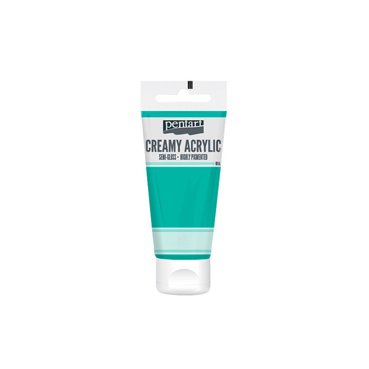 Kremowa farba akrylowa półmatowa Pentart 60 ml – turkusowo-zielona