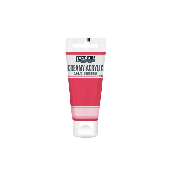 Kremowa farba akrylowa półpołyskowa Pentart 200 ml | różne odcienie - 13 karminowa czerwona
