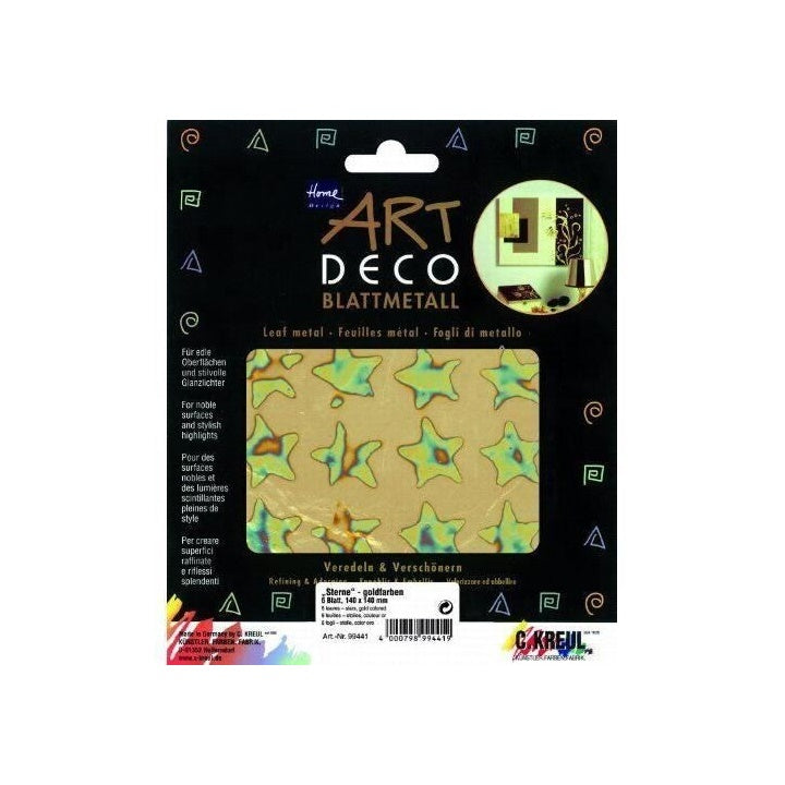 KREUL złota folia dekoracyjna gwiazdki 140 x 140 mm 6 szt. | Artmie