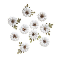 Kwiaty papierowe Shabby Chic - Białe / 10 szt | Artmie