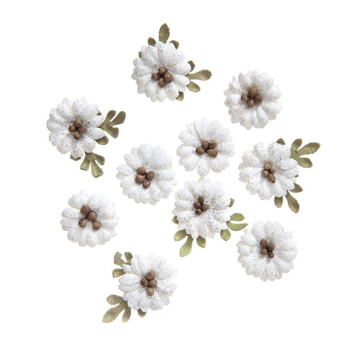 Kwiaty papierowe Shabby Chic - Białe / 10 szt | Artmie