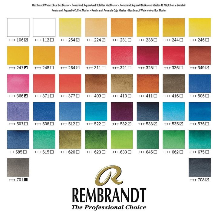 Luxury Wooden Watercolour Paint Case Rembrandt Master 42 pace i 14 akcesoriów | Artmie