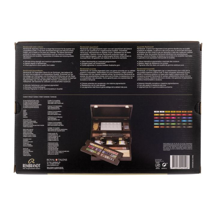 Luxury Wooden Watercolour Paint Case Rembrandt Master 42 pace i 14 akcesoriów | Artmie