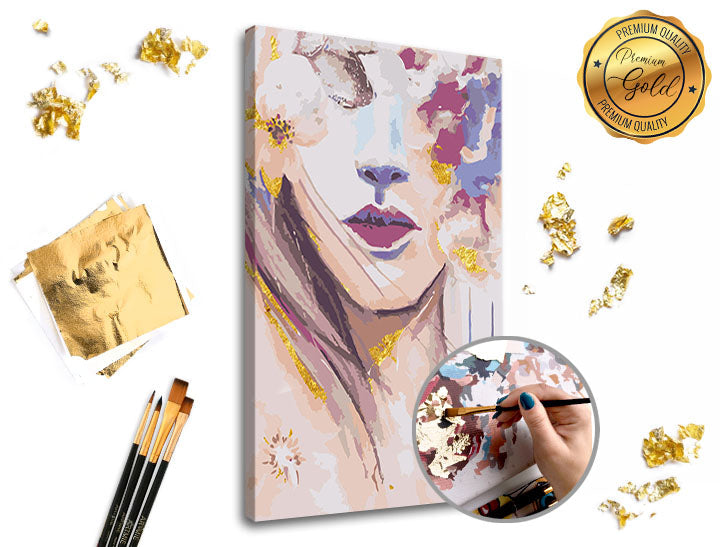 Malowanie po numerach PREMIUM GOLD | Kobieta z kwiatami | Artmie