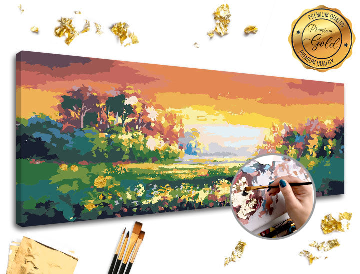 Malowanie po numerach PREMIUM GOLD | Kolorowy krajobraz | Artmie