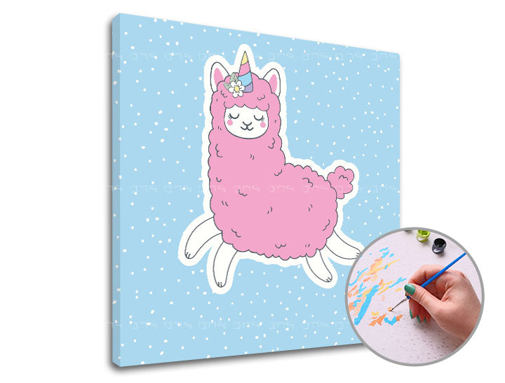Malowanie według liczb PINK LAMA SINGLE CUT | niski poziom trudności | Artmie