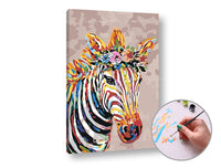 Malowanie według liczb ZEBRA Z KWIATAMI | średni poziom trudności | Artmie