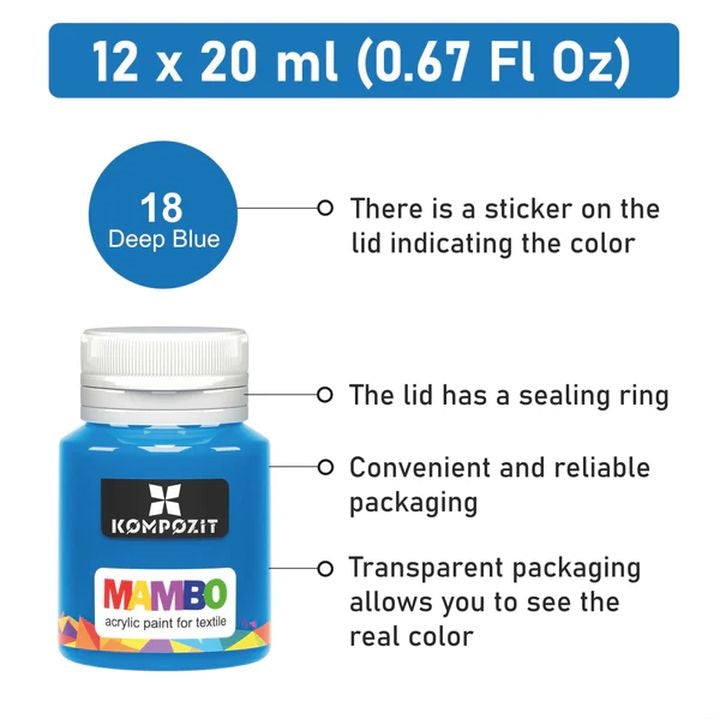 MAMBO Kompozit zestaw farb do tekstyliów i skóry | Artmie
