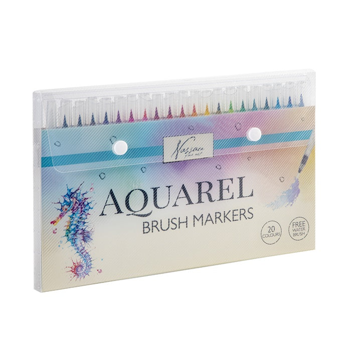 Markery akwarelowe Nassau Brush Markers set 20 szt i pędzel | Artmie