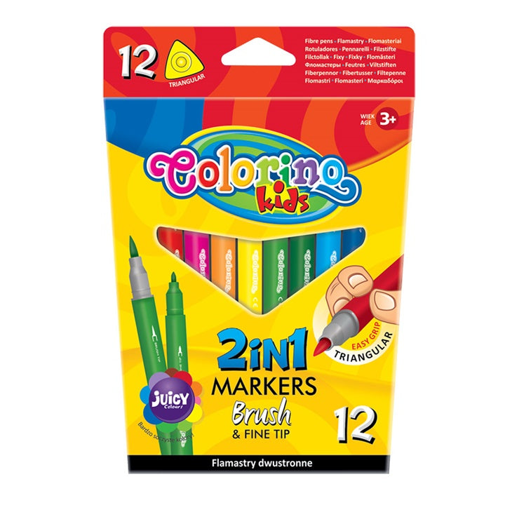 Markery dwustronne dla dzieci Colorino 12 szt. | Artmie