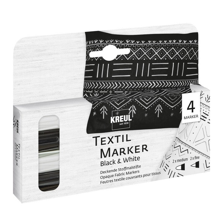 Markery tekstylne Black and White KREUL / 4 szt. | Artmie
