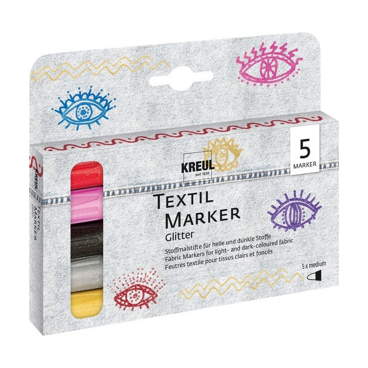 Markery tekstylne Glitter KREUL / 5 szt. | Artmie