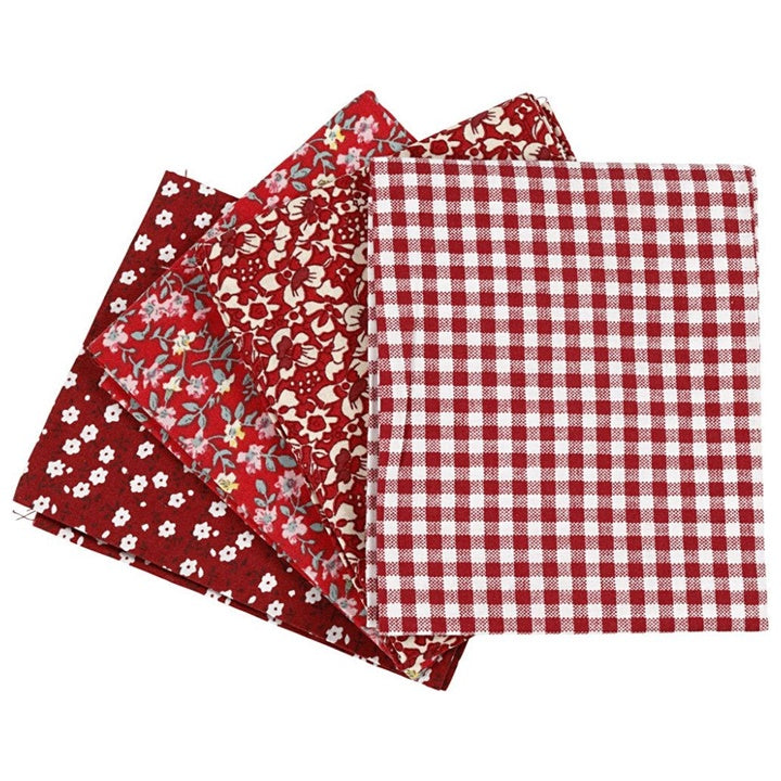 Materiał dekoracyjny patchwork DIY mix kolor czerwony / 4 szt , 45 x 55 cm | Artmie