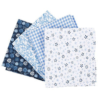 Materiał obiciowy dekoracyjny patchwork niebieski mix / 4 szt , 45 x 55 cm | Artmie