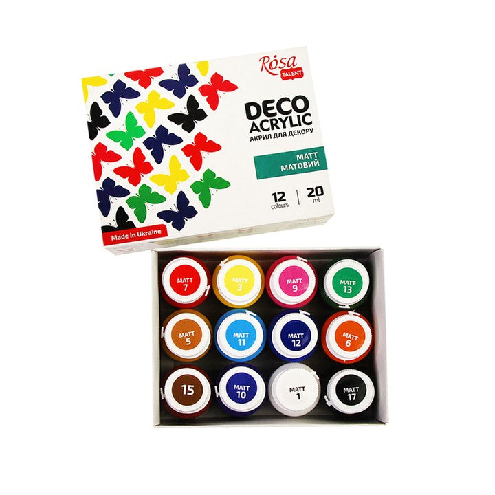 Matowa farba akrylowa do dekoracji, 12x20ml ROSA TALENT — zdjęcie 2