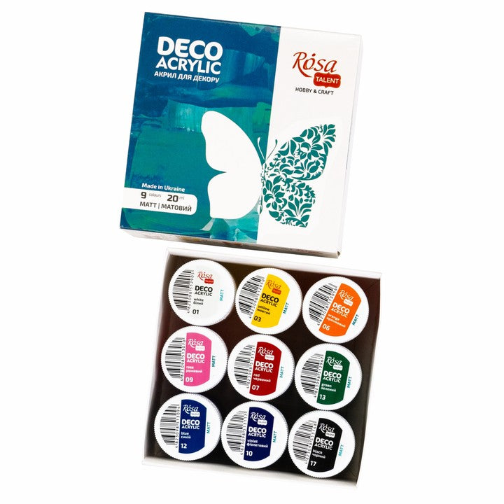 Matowa farba akrylowa do dekoracji, 9x20ml ROSA TALENT — zdjęcie 2