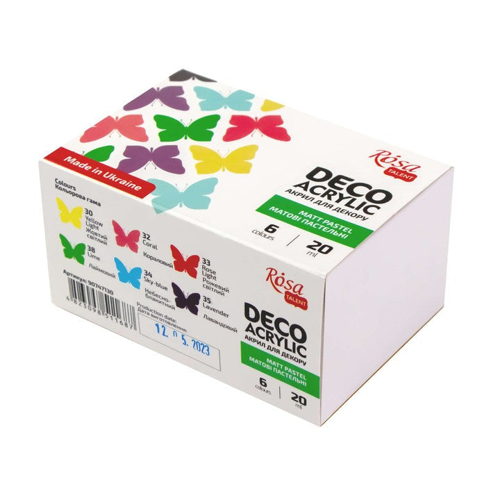 Matowa farba akrylowa do dekoracji, kolory pastelowe, 6x20ml ROSA TALENT — zdjęcie 1