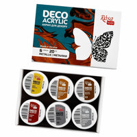 Metaliczna farba akrylowa do dekoracji, 6x20ml ROSA ТALENT — zdjęcie 3