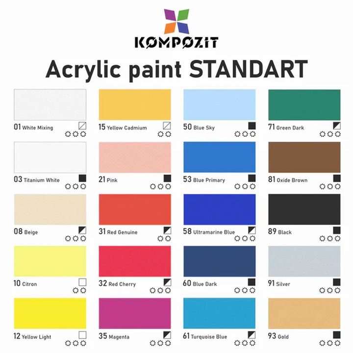 Metaliczna farba akrylowa STANDART Kompozit 500 ml | różne odcienie | Artmie