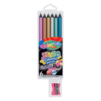 Metaliczne ołówki JUMBO Colorino z temperówką, zestaw 6 sztuk | Artmie