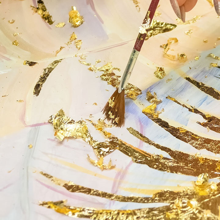 Metaliczny złoty liść do złocenia 14 x 13 cm 100 arkuszy | Artmie