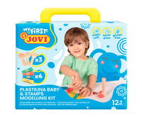 Miękka plastelina naturalna JOVI My First 4 x 38 g – + 3 drewniane stempelki
