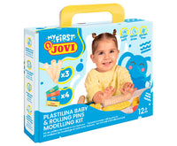 Miękka plastelina naturalna JOVI My First 4 x 38 g – + 3 drewniane wałki