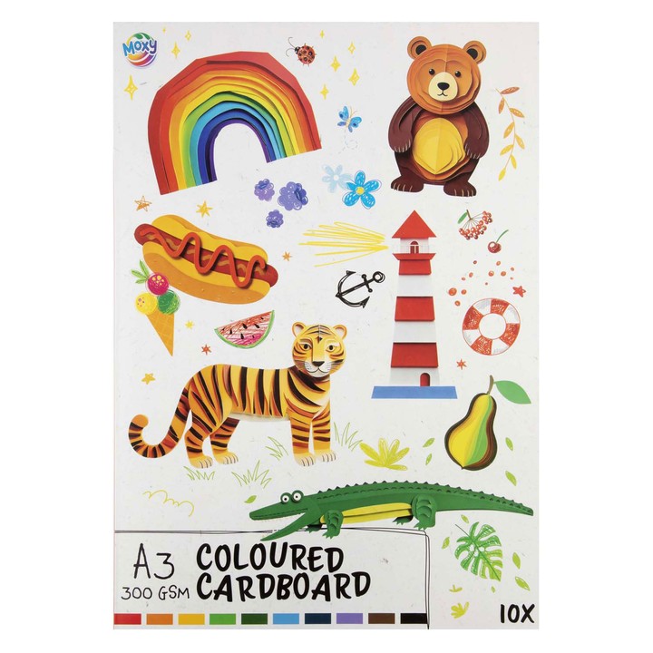 MOXY Kolorowy karton A3 - 10 arkuszy 300 GSM | Artmie