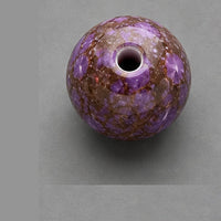 Okrągłe koraliki szklane z efektem marmuru 8 mm – 15 szt. – purpurowo-brązowy