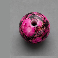 Okrągłe koraliki szklane z efektem marmuru 8 mm – 15 szt. – różowo-czarny