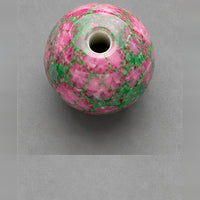 Okrągłe koraliki szklane z efektem marmuru 8 mm – 15 szt. – różowo-zielony