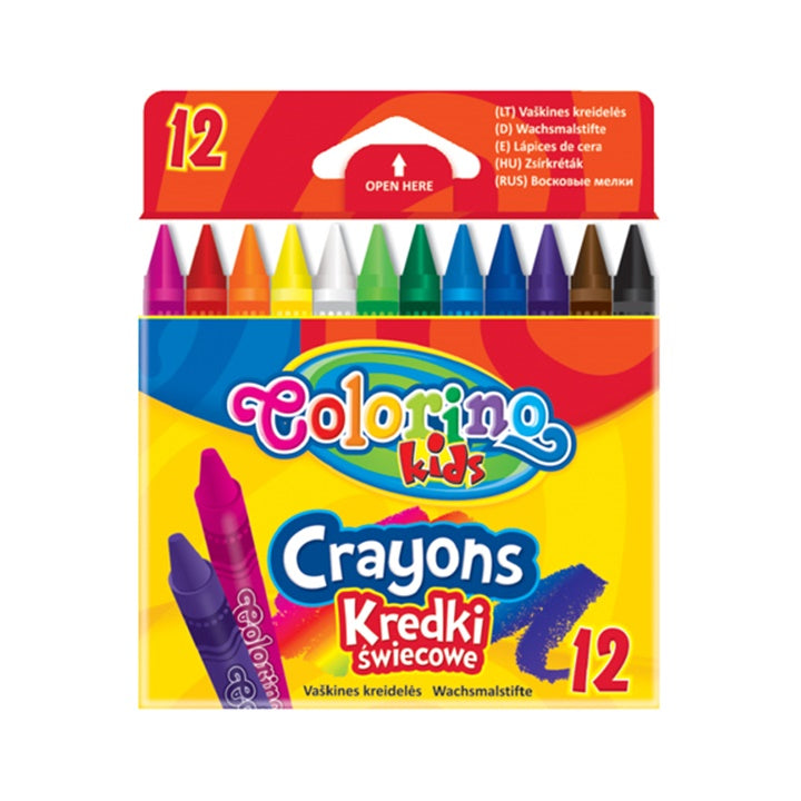 Okrągłe kredki woskowe Colorino - zestaw 12 sztuk | Artmie