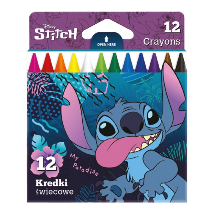 Okrągłe kredki woskowe Disney Stitch, 12 sztuk | Artmie