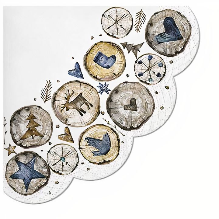 Okrągłe serwetki do decoupage Drewniane pieczątki - 1 szt. | Artmie