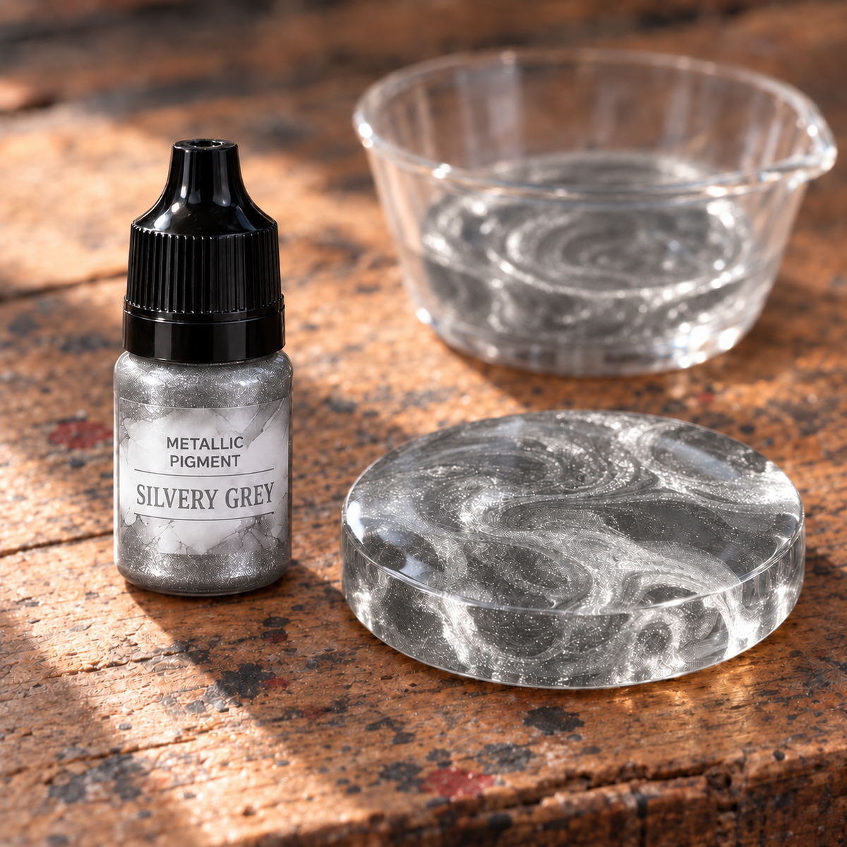 Płynny pigment metaliczny do żywicy 5 ml – srebrna (Silvery Grey)