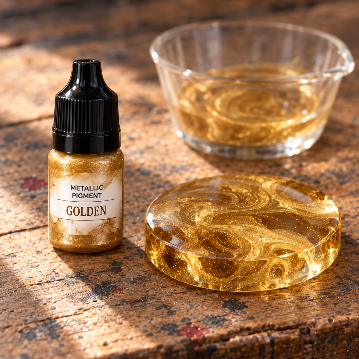 Płynny pigment metaliczny do żywicy 5 ml – złota (Golden)