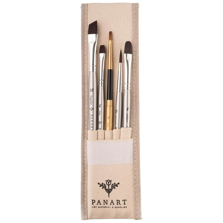 PanArt ATL-02 Zestaw 5 pędzli w bawełnianym etui | Artmie