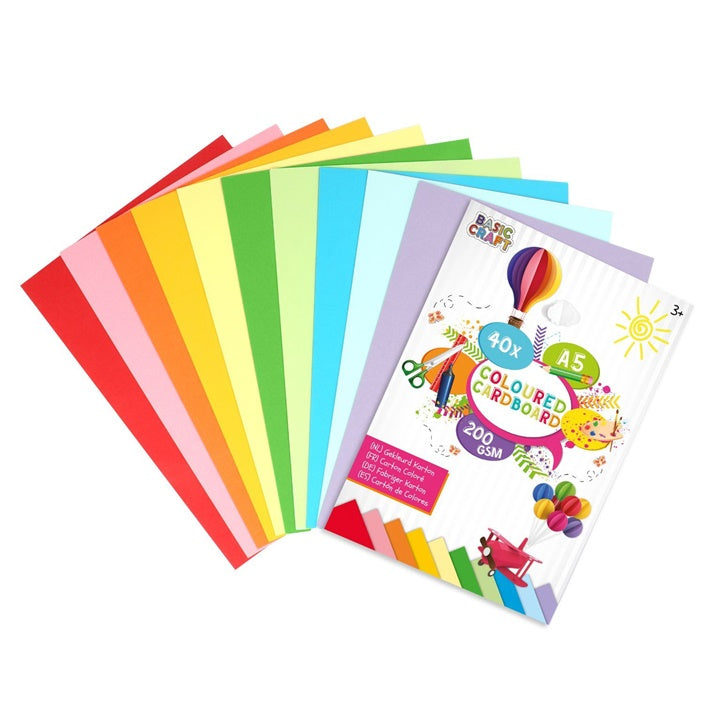 Papier kolorowy grubszy A5 / zestaw 40 szt | Artmie