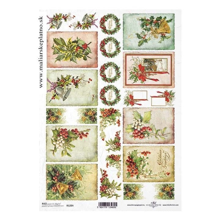 Papier ryżowy do Decoupage - Bożonarodzeniowy wzór / A4 | Artmie