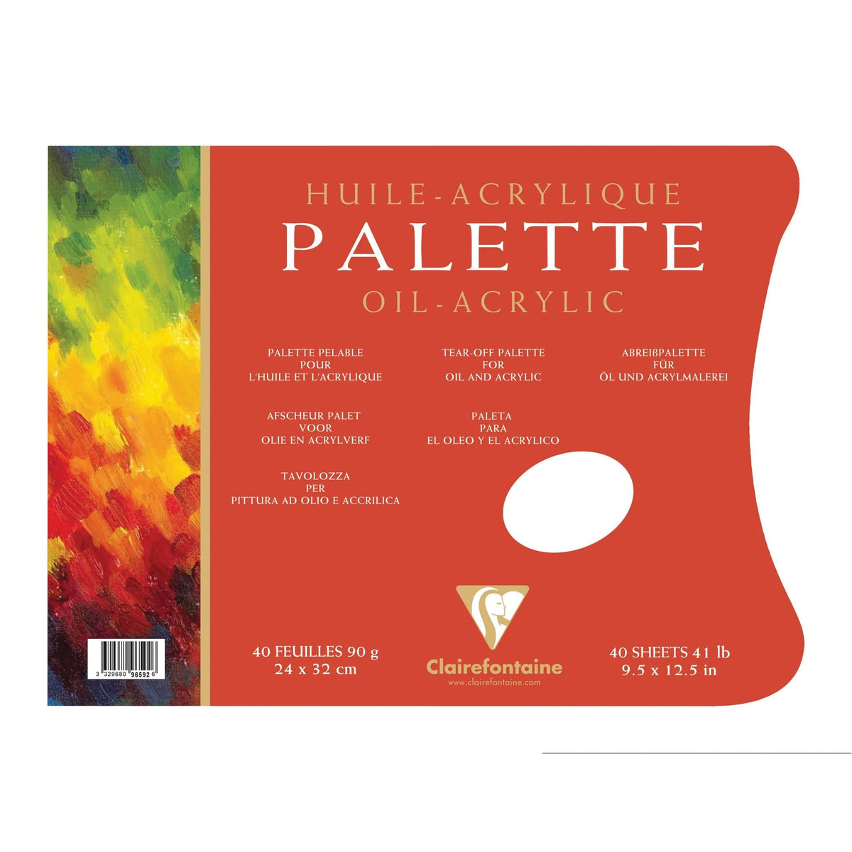 Papierowa paleta malarska CLAIREFONTAINE 90 g/m2 - 24 x 32 cm, 40 arkuszy