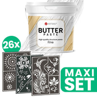 Pasta reliefowa ARTMIE BUTTER + zestaw szablonów do malowania motyw FOLK ART - 26 sztuk | Artmie