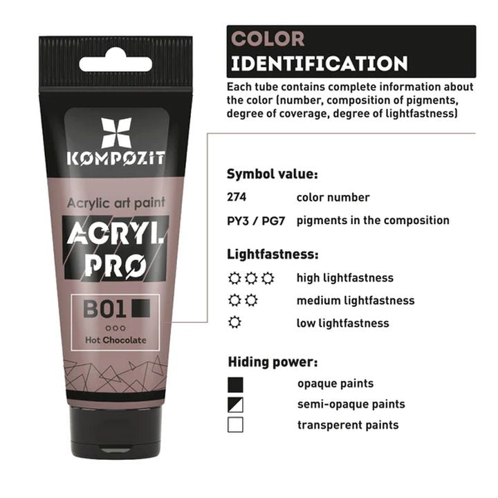 Pastelowa farba akrylowa ACRYL PRO ART Kompozit 75 ml | różne odcienie | Artmie