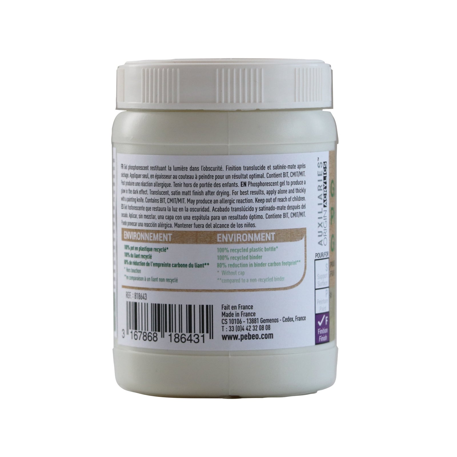 Pebeo Origin fosforyzujący żel akrylowy 225 ml – zielony