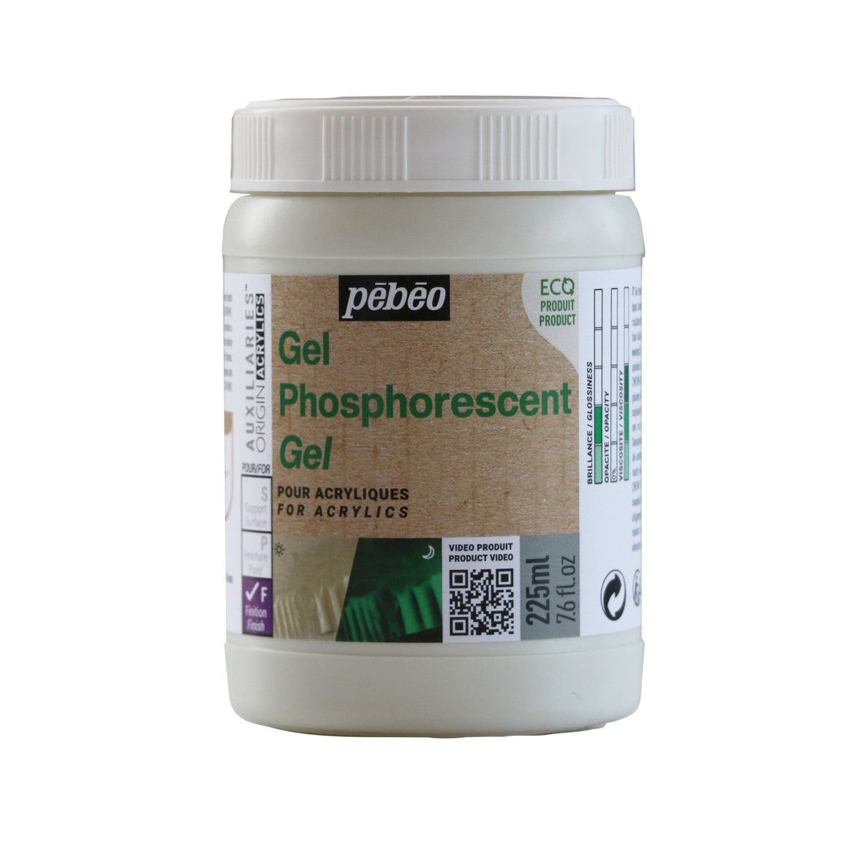 Pebeo Origin fosforyzujący żel akrylowy 225 ml – zielony