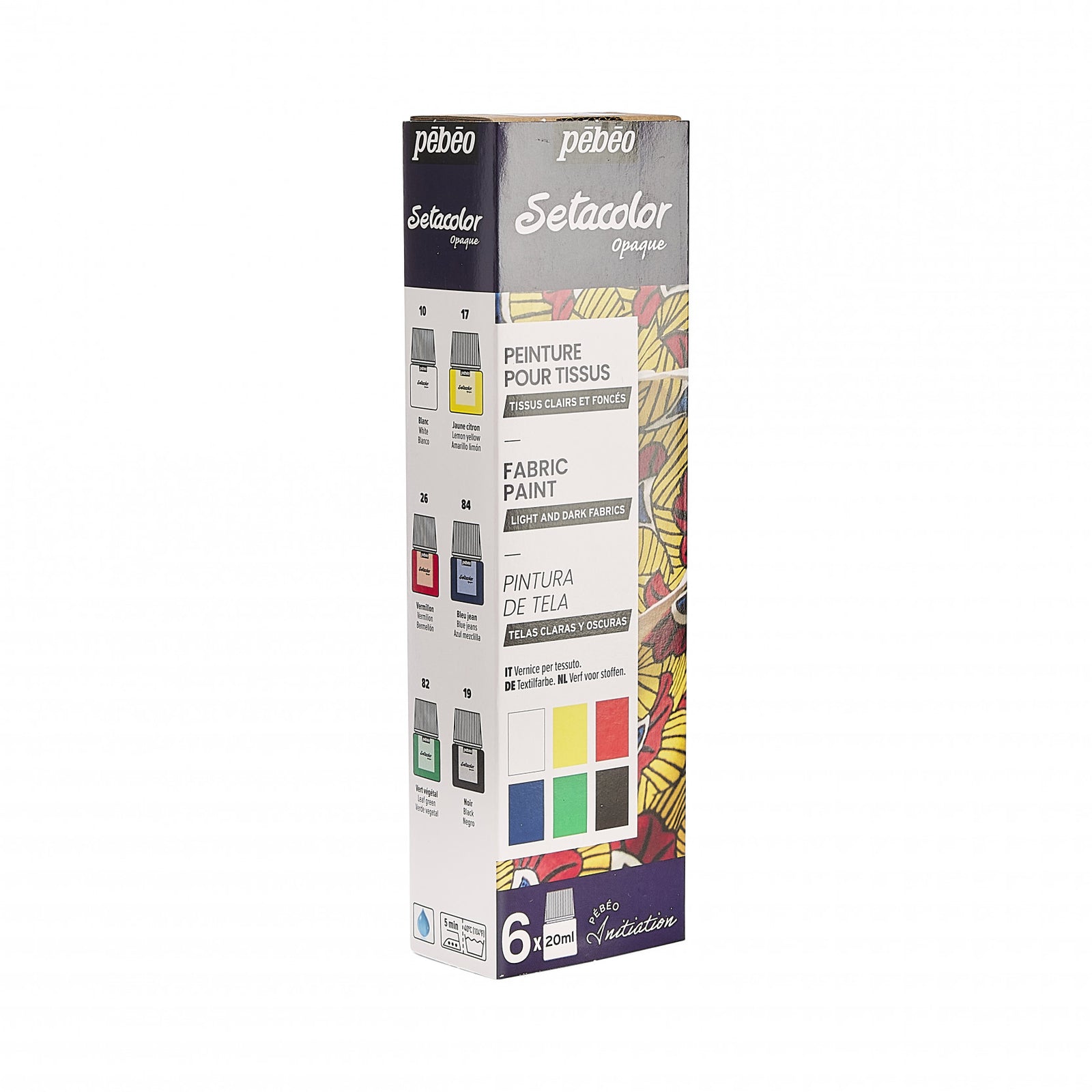 Pebeo Setacolor zestaw farb kryjących do tkanin 6 x 20 ml
