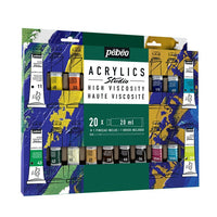 Pebeo Studio Farby akrylowe o wysokiej lepkości z pędzelkiem 20x20 ml | Artmie