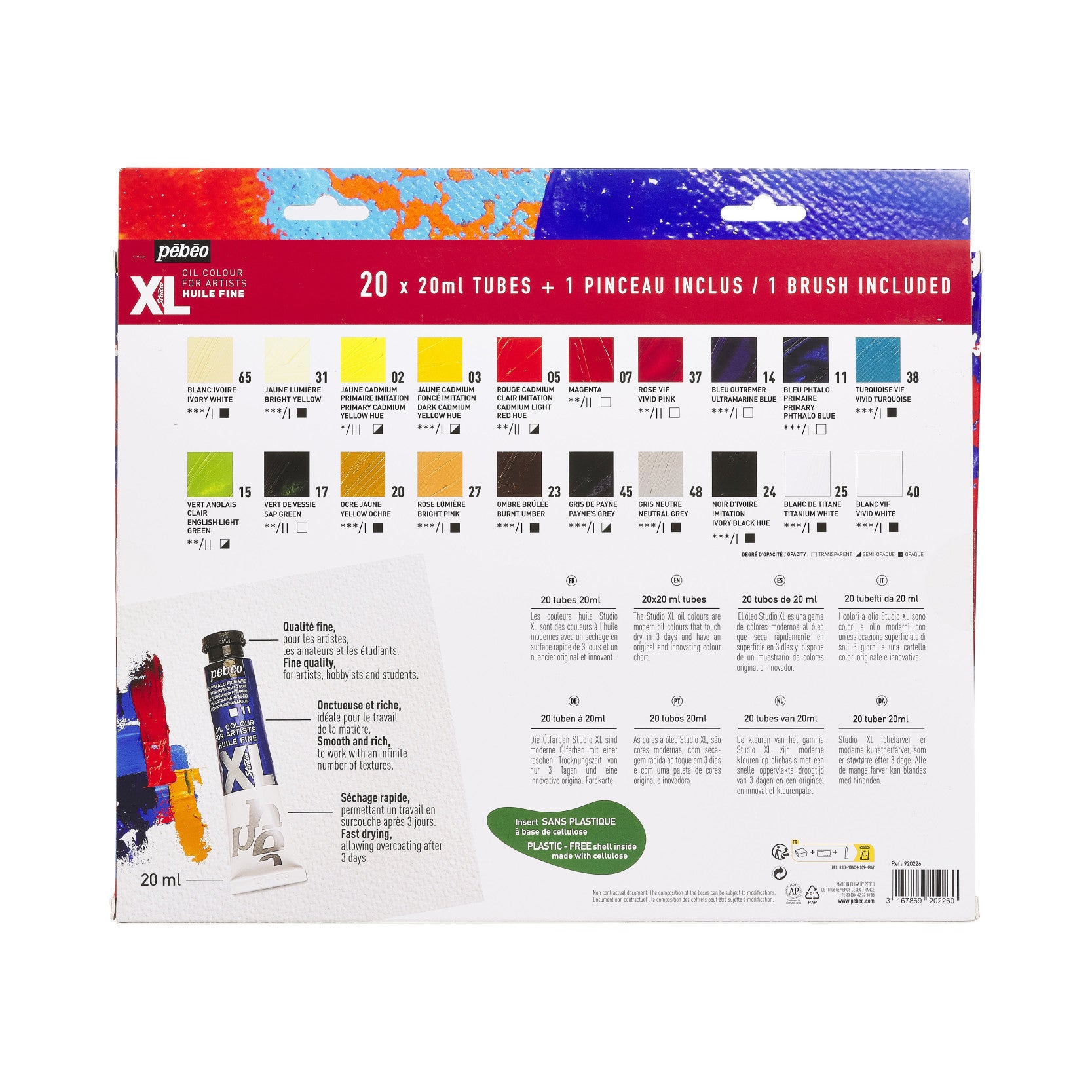 Pebeo Studio XL zestaw farb olejnych 20 x 20 ml z pędzlem
