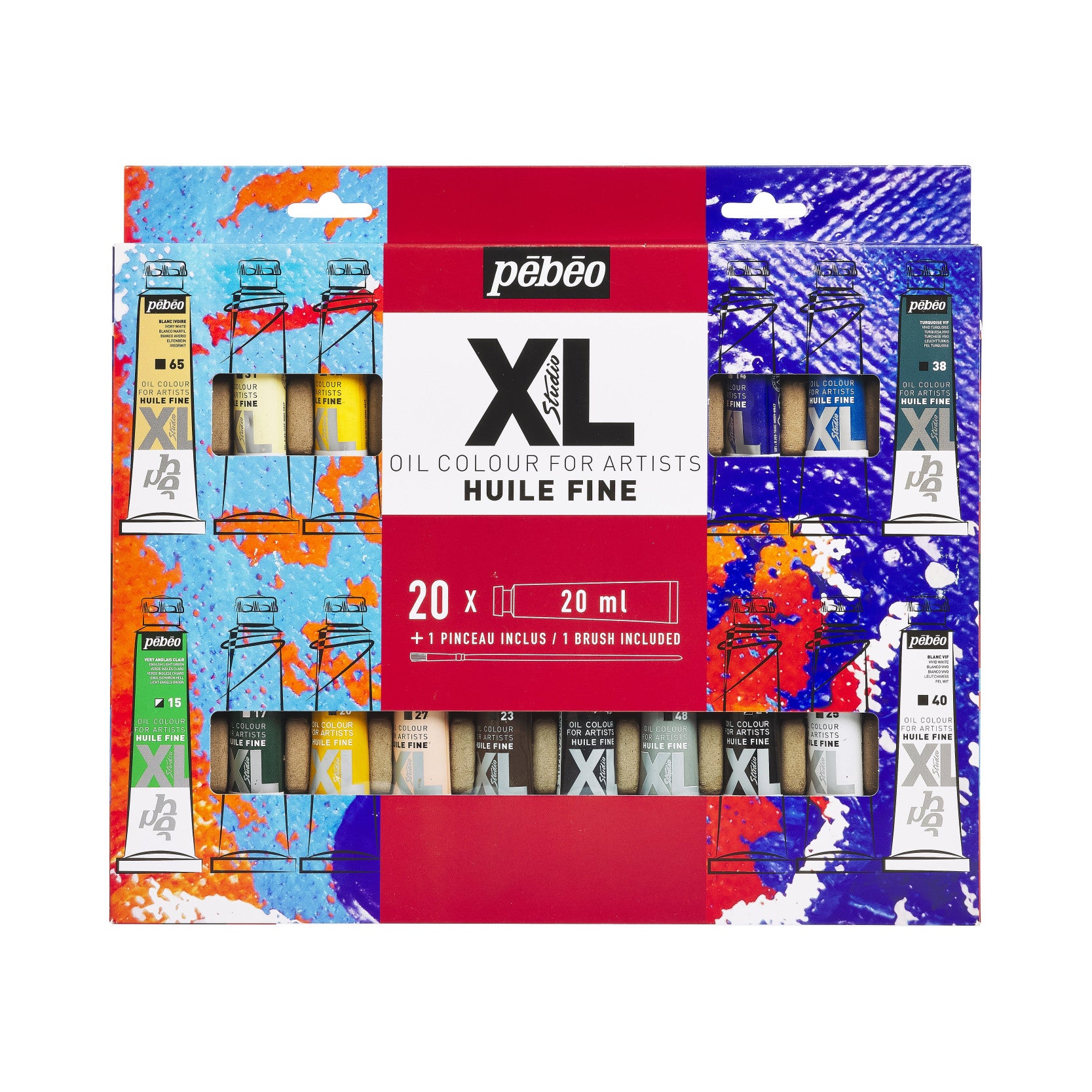 Pebeo Studio XL zestaw farb olejnych 20 x 20 ml z pędzlem