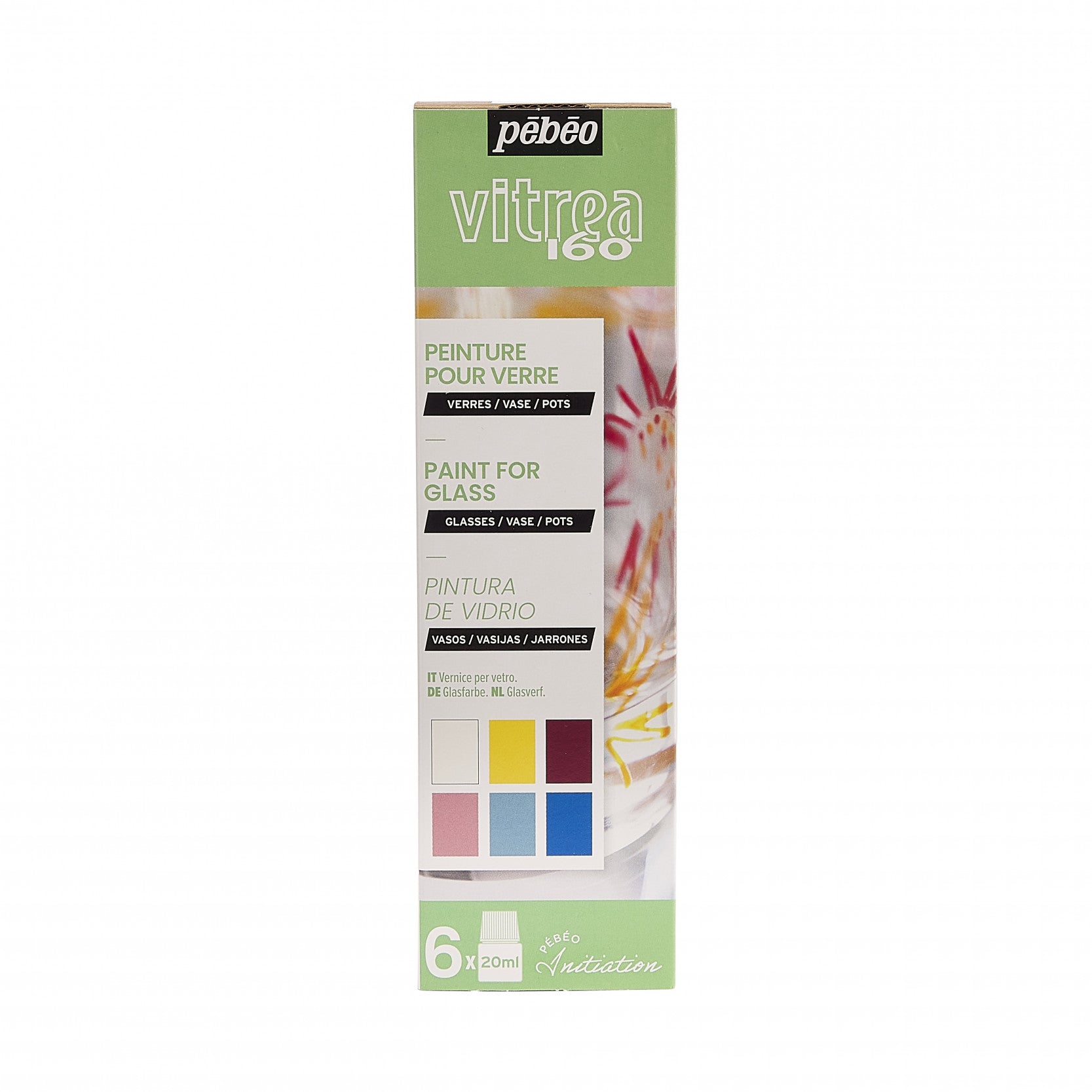 Pebeo Vitrea 160 zestaw farb do szkła 6 x 20 ml