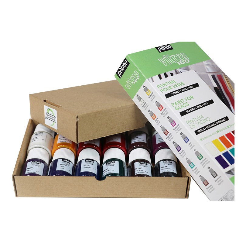 PEBEO Vitrea 160 zestaw farb do szkła 12 x 20 ml